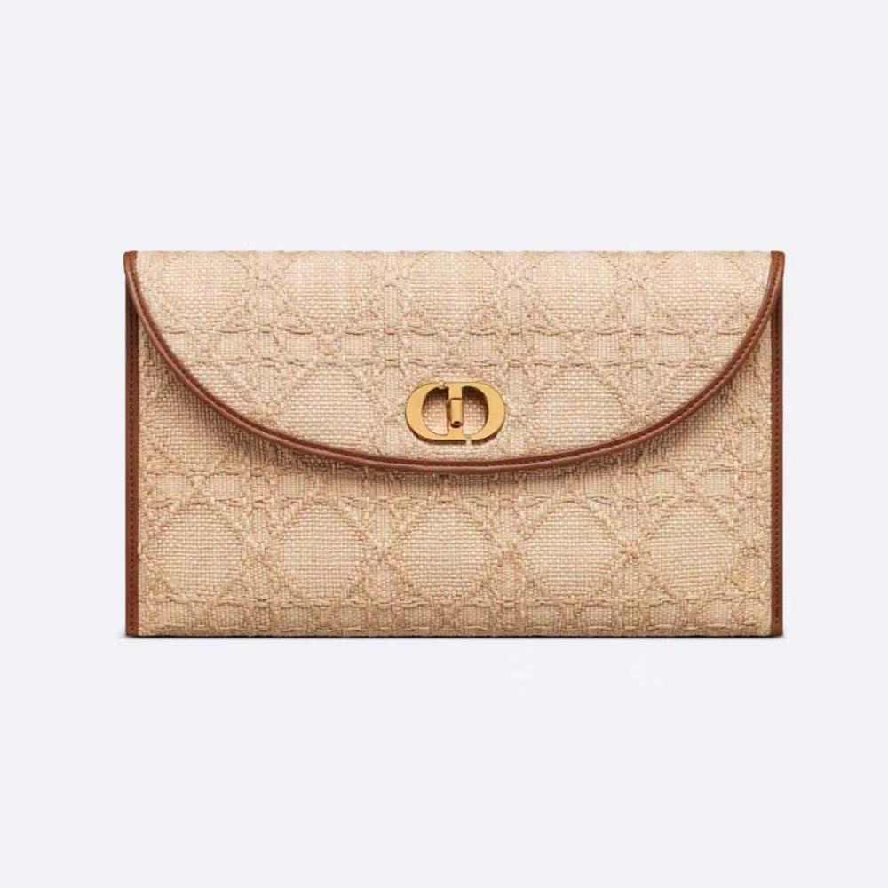 Dior Women 30 Montaigne Avenue Pouch with Flap Natural Cannage Raffia